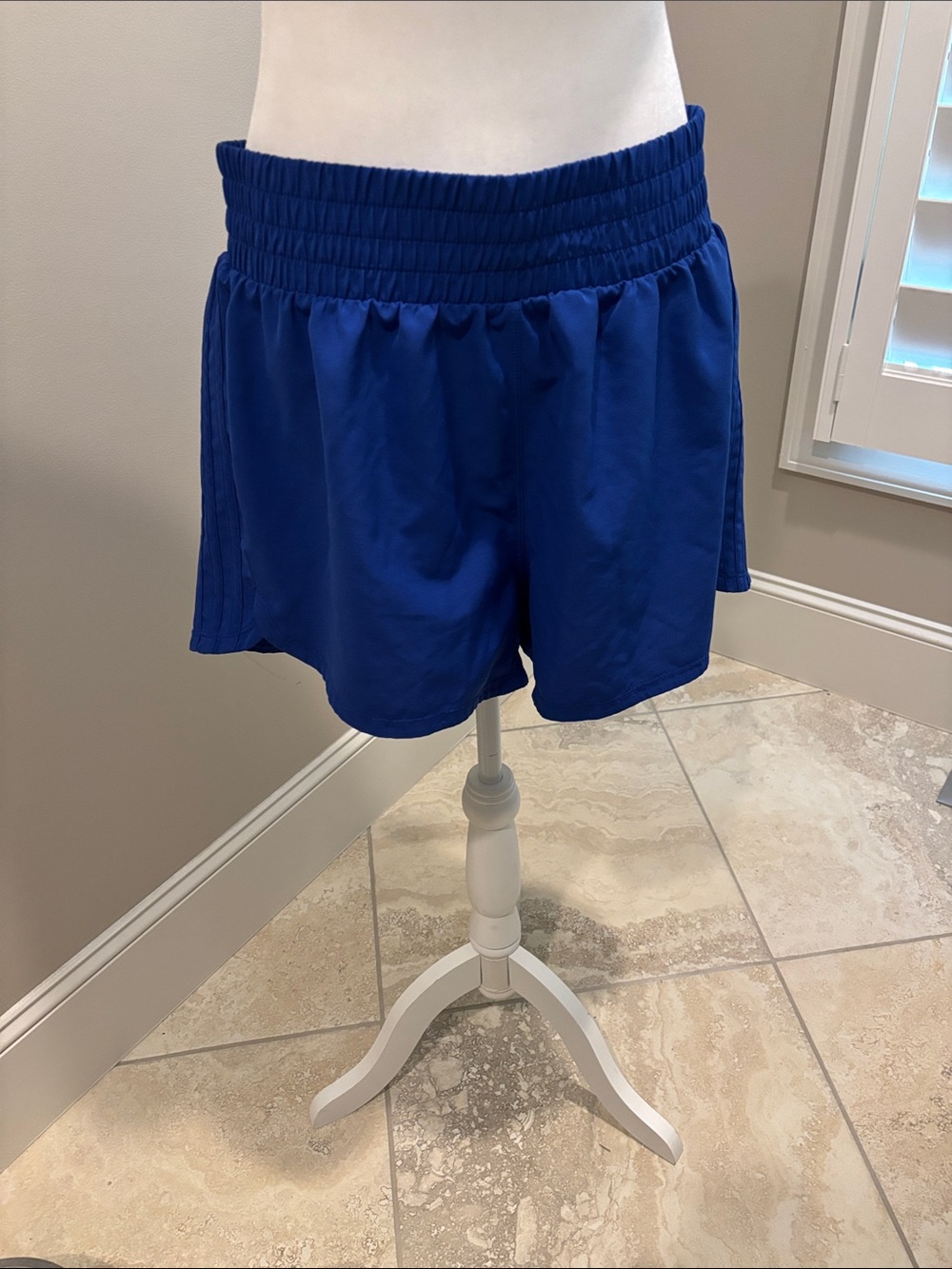 adidas Women's Smocked Waist Cobalt Blue Athletic Shorts XL